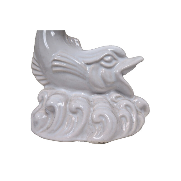 Vintage White Dolphin Fish W/ Raised Shell Dish Bowl Trinket Candy Soap MCM - Picture 3 of 6